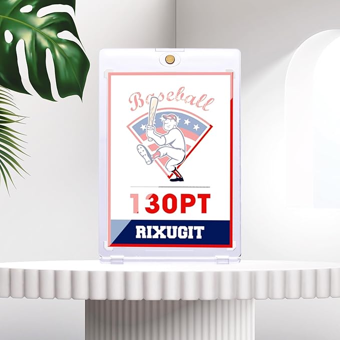 130pt Magnetic Card-Holders for Trading Cards - 15-Pack One Touch Card Case with Stronger Magnet, UV Protection， Card Protectors Hard Plastic, Card Sleeves Display Case for Baseball Card Sports Cards