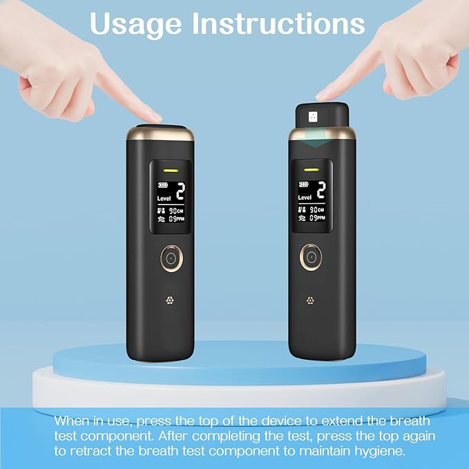 Smart Oral Odor Freshening Detector, Portable Bad Oral Odor Breath Freshening Monitor with 32-bit CPU for Halitosis Detection - Instant VSCs Analyzer, Handheld Bad Breath Checker for Oral Hygiene Care