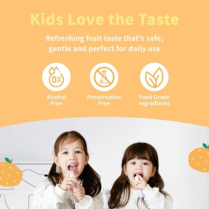 Mouth Spray for Kids, Toddler Toothpaste Helper, Fluoride Free Baby Toothpaste Cavity Protection, Oral Care with Natural P113+ Antibacterial Peptide - for Newborns to Age 12 (Citrus)