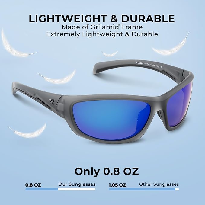 KastKing Hiwassee Polarized Sport Sunglasses for Men and Women, Wrap Sunglasses for Fishing Cycling and Running,UV Protection