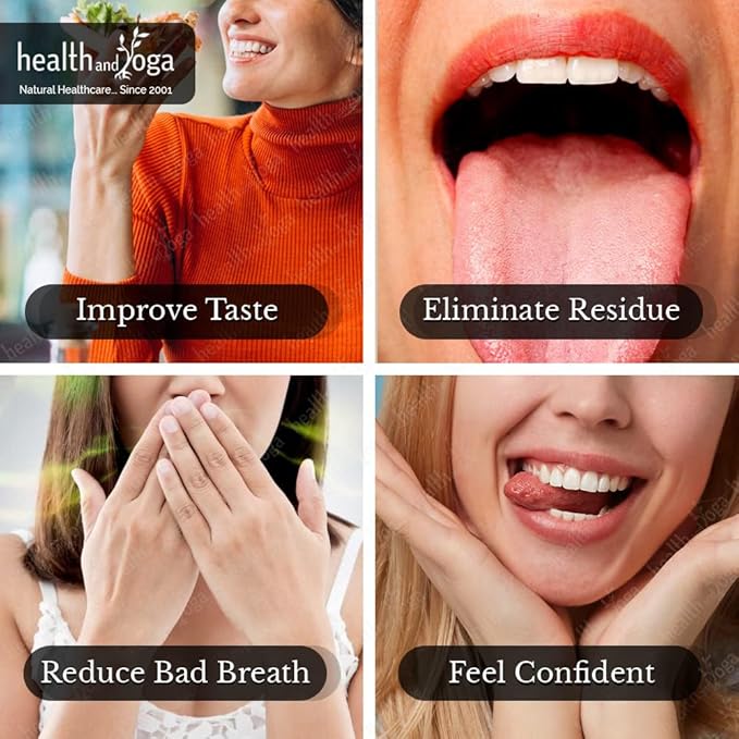 HealthAndYoga™ qLoop Copper Tongue Cleaner - Easy One Hand Use - Larger Surface Coverage - Ayurvedic Copper Health for Fresh Breath and Total Oral Hygiene (Single)