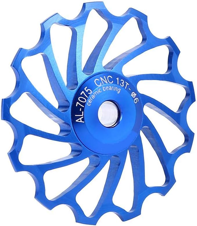 Alomejor 2pcs Rear Derailleur Pulley Wheel Ceramic Rear Derailleur Roller for Mountain Road Bike(13T Blue)