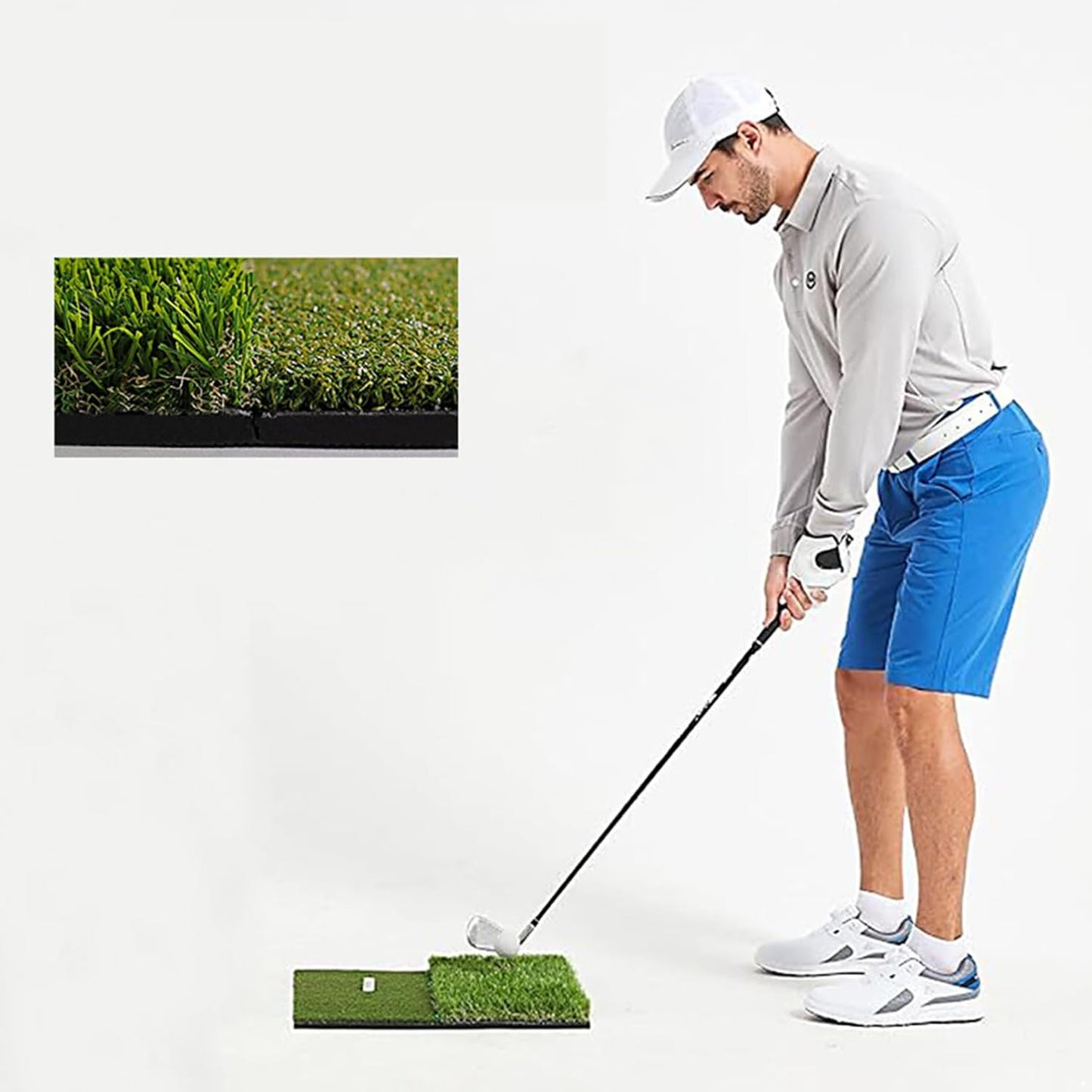 Aislor Golf 2-in-1 Double Grass Folding Strike Pad - Double Grass Pattern Design, Indoor and Outdoor Multi Functional Training Mat