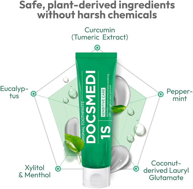 DOCSMEDI Doctrust K Kid-Friendly Toothpaste with 922 ppm Fluoride/Cavity Prevention/Removing Plague/Suppressing Bad Breath (1S Sensitive Toothpaste, Natural Mint)