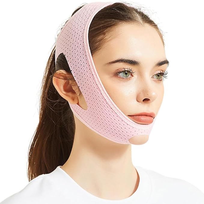Chin Strap for Sleeping, Chin Strap for CPAP Users, Jaw Strap for Sleep Apnea, Adjustable & Breathable Chin Strap, Anti Snoring Devices,Snore Stopper for Men and Women, (Pink/M)