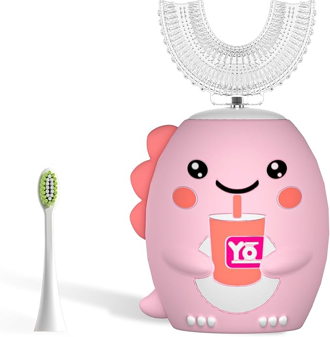 Kids U Shaped Electric Toothbrush，auto Sonic Baby Toothbrush，Cartoon Dinosaur 360-Degree Cleaning IPX7 Waterproof Design*（2-7y）