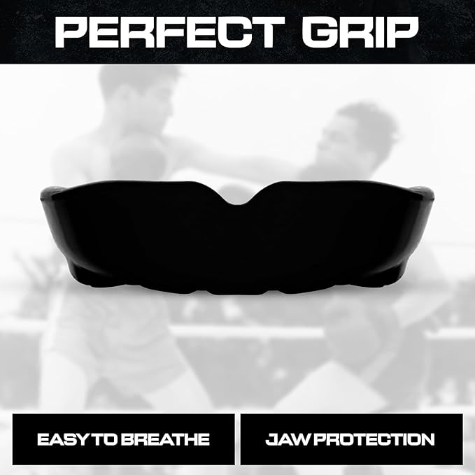 Sports Mouth Guard for Kids,Youth,Boys,Girls,Child Teen Mouthguard with Case (BPA Free) for Boxing, Martial Arts,MMA Karate,Lacrosse,Football,Soccer and All Contact Sports (Black)