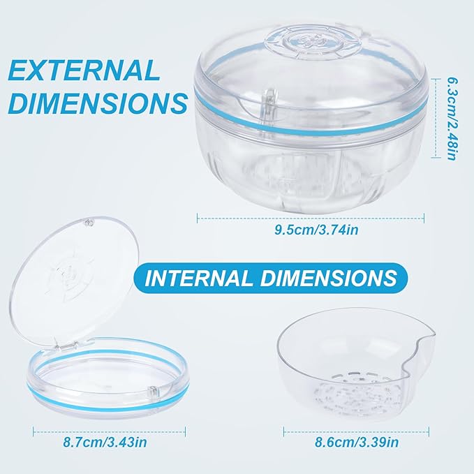 Retainer Cleaner Case,Double Layer No-Leak Denture Cup for Soaking Dentures, Denture Bath for Invisalign Aligner,Retainers,Mouth Guard,Night Guard (Transparent)