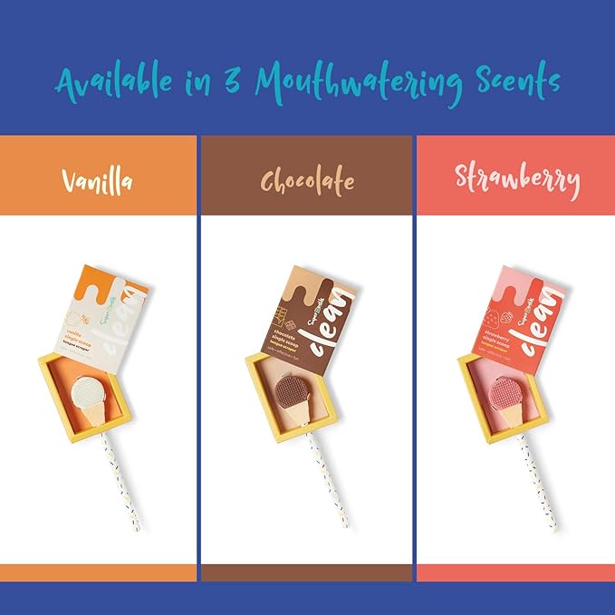 SuperMouth® Single Scoop Tongue Scraper for Toddlers & Kids Ages 2-5 – Dual-Sided Brush & Scraper Removes Odor-Causing Buildup, Fights Bad Breath, Gentle Easy-Grip Design, 3 Scents, Early Oral Care