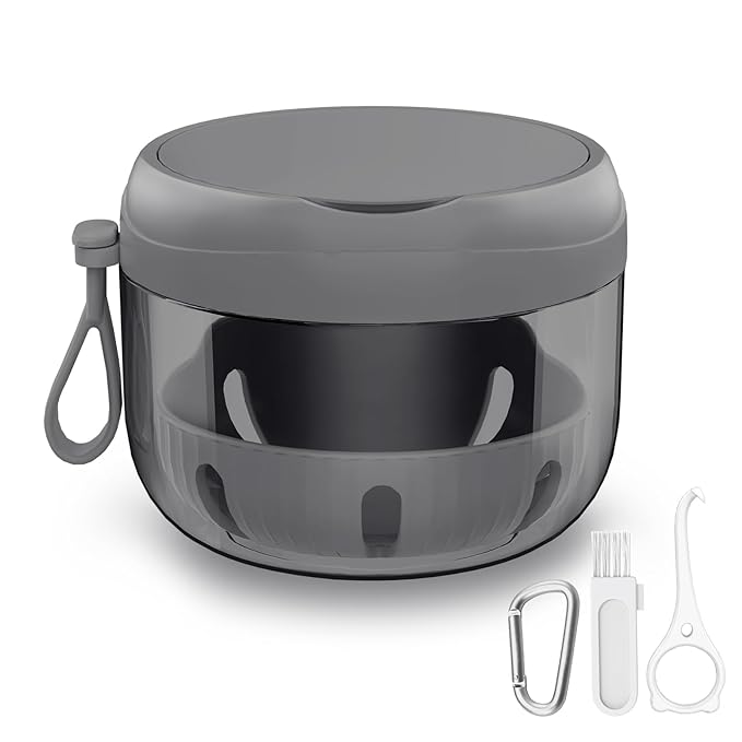 Denture Bath Box Cup, Leak Proof Denture Cup Kit Portable Retainer Case for Travel, Denture Case Cleaning Care for Dentures Aligner Mouth Guard with Denture Brush,Strainer, Removal Tool and Mirror
