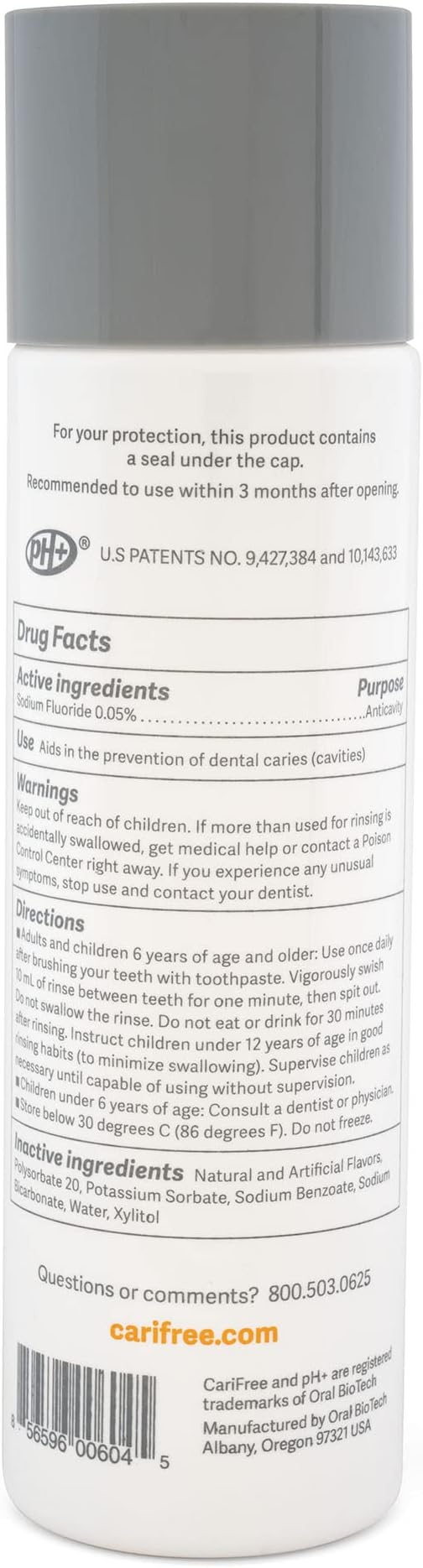 CariFree Maintenance Rinse, Citrus Flavored, Anti-Cavity Fluoride Mouthwash, Dentist Recommended, Prevents Oral Decay, Freshens Breath, Alcohol-Free, Neutralizes pH (Previously CTx3)