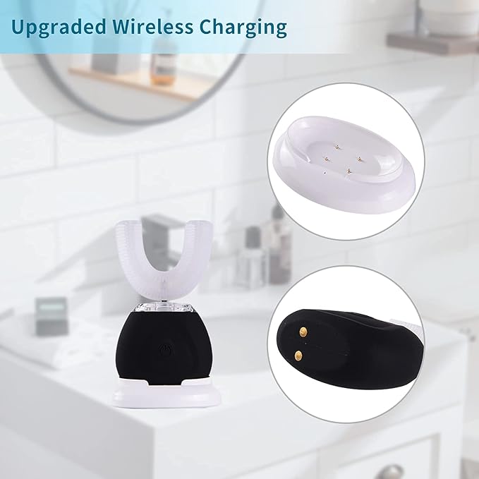 Automatic U-Shaped Ultrasonic 360 Auto Toothbrush with Whitening Blue Light for Adults