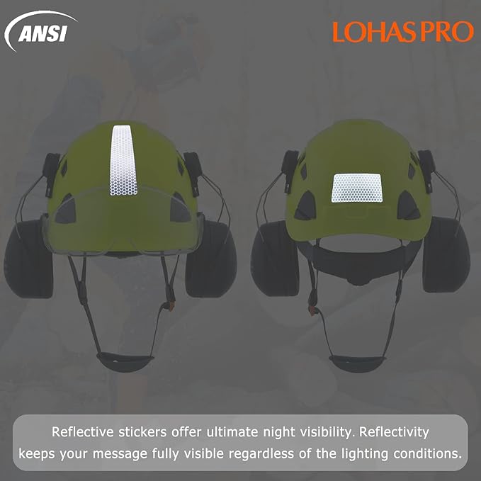 LOHASPRO Arborist Forestry Helmet Safety Hard Hat with Visor and Ear Muffs for Tree Service Logging Cutting Wood Chainsaw Helmet Garden Work Trimming Mowing(P91 Lime+Clear Visor+Earmuff)