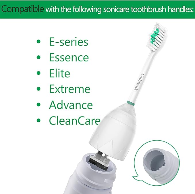 Replacement Toothbrush Heads Compatible with Philips Sonicare E-Series, Essence, Advance, CleanCare, Elite and Xtreme Screw-on Electric Phillips Brush Handles, 6 Pack