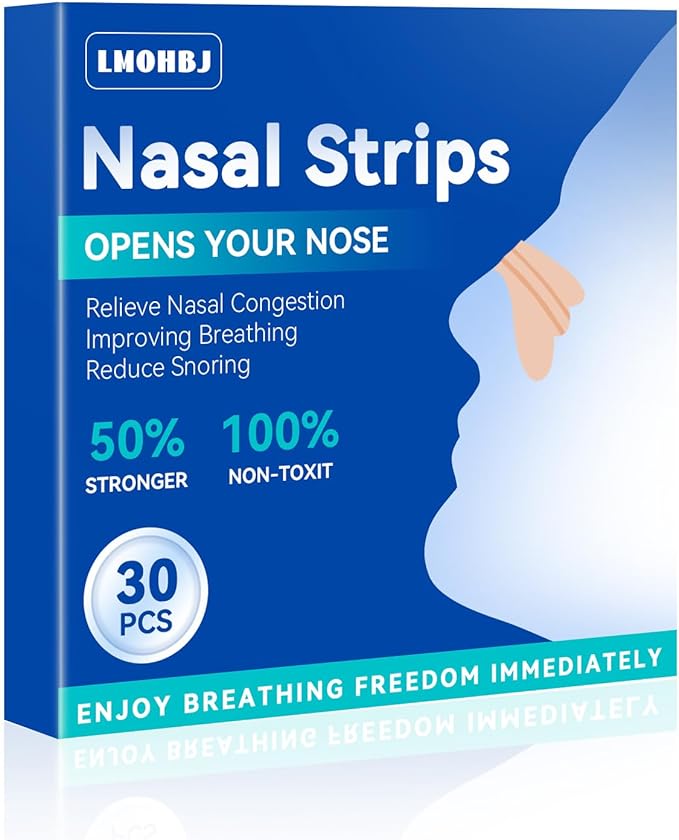 30Pcs Nasal Strips Anti Snoring, Extra Strength Nose Strips Breathing, Nose Tape for Sports and Sleep, Anti Snoring Strips Help Stop Snoring and Nasal Congestion Relief