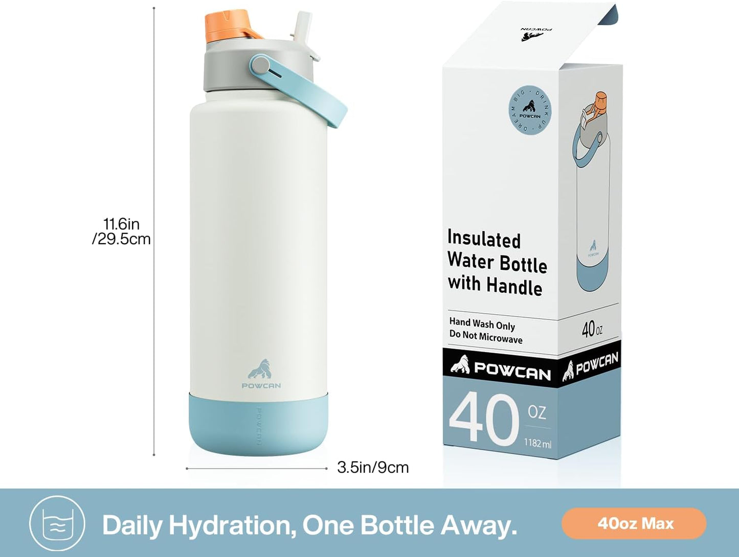 40 oz Insulated Water Bottle with 2-in-1 Straw and Spout Lid, Keep Cold 24H, Leak-Proof, BPA-Free, Double Wall Stainless Steel Water Bottle for Sports, Gym, Travel, and School (Be Free)