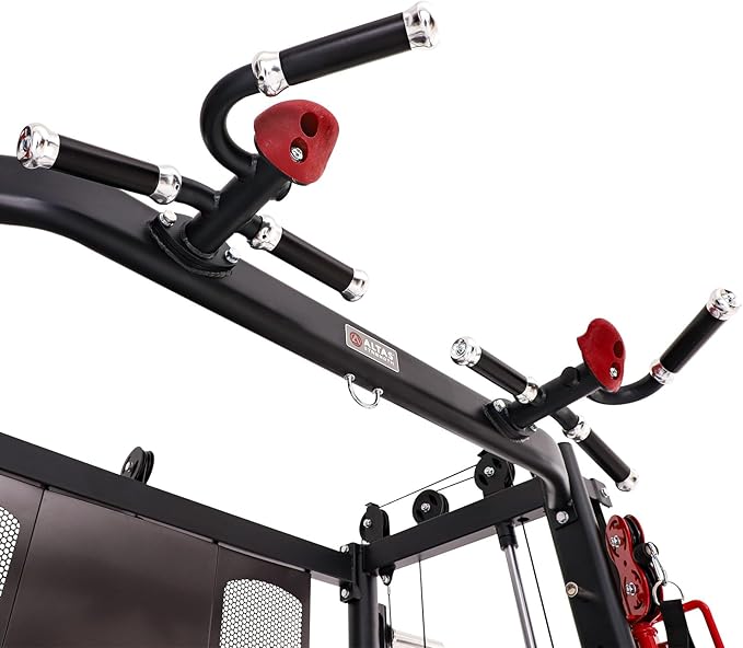 Altas Strength Home Gym Equipment Smith Machine with Pulley System Gym Squat Rack Pull Up Bar Upper Body Strength Training Leg Developer Light Commercial Fitness Equipment Included Accessories 3000Y