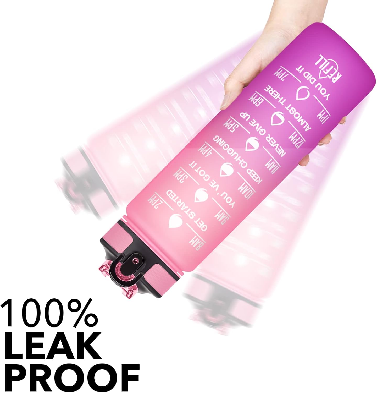 Hyeta 32 oz Water Bottles with Times to Drink and Straw, Motivational Water Bottle with Time Marker, Leakproof, Drinking Sports Water Bottle for Fitness, Gym and Outdoor