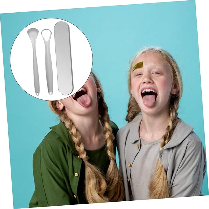 1set Stainless Steel Tongue Scraper for Oral Care Ergonomic Design for Comfortable Grip to Combat Bad Breath and Halitosis Easy to Clean and Travel Friendly
