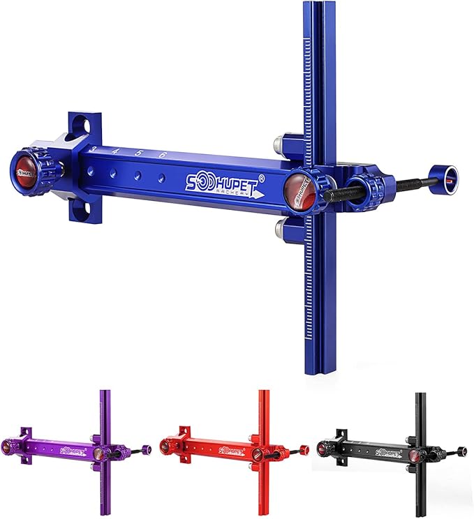 Archery Recurve Bow Sight, SOOHUPET Accessories T Shape Archery Shooting Target Sight Adjustable Bowsight with Optical Fiber Pin Sight for Target Practice