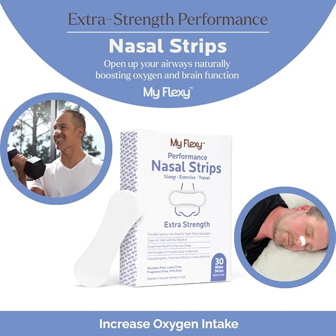 Nasal Strips – Extra Strength, White – Nasal Strips for Snoring. Get Better Sleep, and Breathe Easier. Nose Strips Snoring Solution for Better Breathing & Relieve Congestion - 30 Ct.