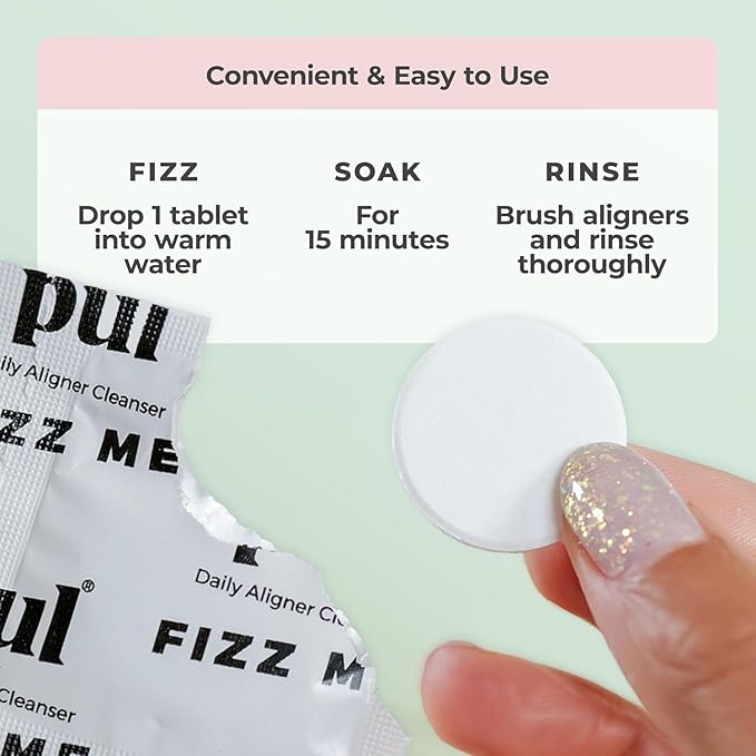 PUL Aligner Cleaner Tablets (Pack of 30) – For Cleaning Invisalign, All Clear Aligners & Retainers – Removes Odor, Stains, Plaque – Cleans Dentures, Night & Mouth Guards, All Dental Removables