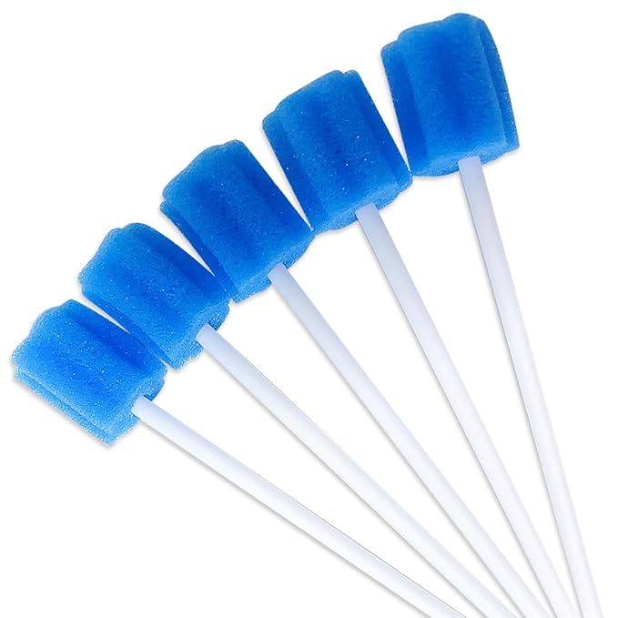 50 Pieces Disposable Oral Swabs Bulk Mouth Sponge Stick Swabsticks Unflavored for Elderly Kids Adults Mouth & Gum Cleaning