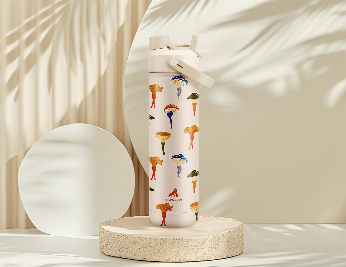 26 oz Insulated Water Bottle with 2-in-1 Straw and Spout Lid, Keep Cold 24H, Leak-Proof, Fits in Car Cup Holder, Stainless Steel Water Bottle for Sports, Travel, Gym, and School (Mushie Muse)