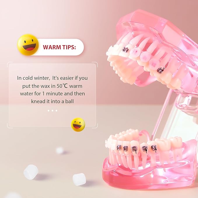 JMU 10 Pack Orthodontic Wax for Braces, 500 Precut Wax Dots, Strawberry Flavored for Fresh Breath, Safe for Sensitive Teeth & Braces Care