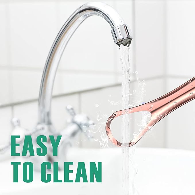 RONAVO Tongue Scraper for Kids & Adults, Right Size for Tiny Mouth,Freshen Bad Breath (Travel Cases Included), Healthy Oral Care, Stainless Steel Tongue Cleaners, 2 Pack