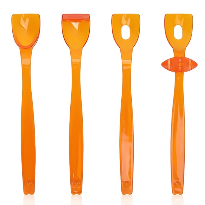 4PCS Tongue Trainer, Plastic Tongue Tip Exerciser Portable Oral Lips Exerciser Plastic Perceiving Recovery Tool for Dysarthria(Orange)