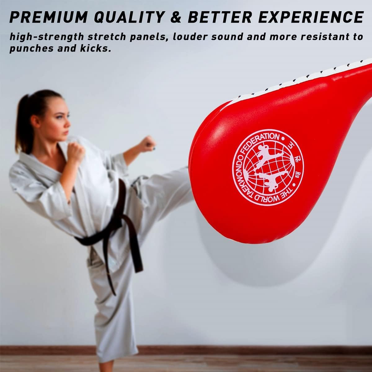 2PCS Taekwondo Kick Pads, Double Strike Karate Kicking Targets for Effective Martial Arts Training, Durable Materials Red and Black Taekwondo Paddles Perfect for Both Adults and Kids.