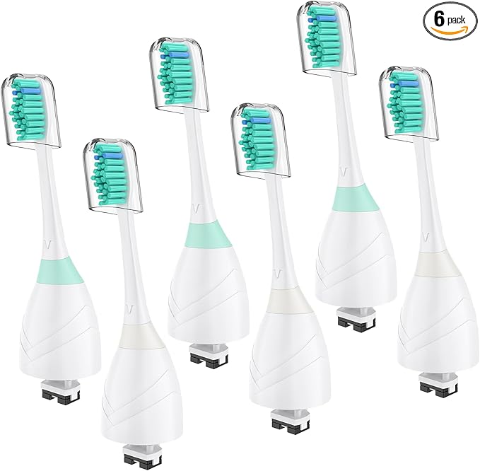 Replacement Heads for Philips Sonicare, Toothbrush Replacement Head Compatible with Phillips Sonicare E-Series Screw-on Handles for Essence, Advance, Elite, CleanCare, Extreme, 6 Pack
