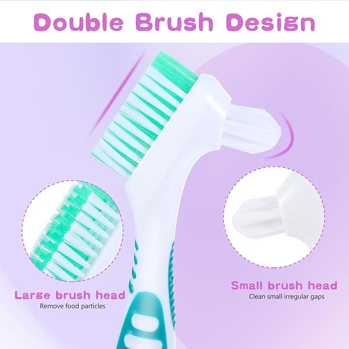DIVINA VITAE 30Pcs Denture Toothbrush Multi-Layered Soft Bristles Denture Cleaning Brush Bulk Denture Brush with No-Slip Handle for False Teeth, Dental Devices, Mouth Guard(4 Colors)