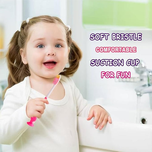 100 pcs Disposable Toothbrush Kids Individually Wrapped, Bulk Disposable Kid toothbrushes for Age 2+ Children Toothbrush Set Soft Bristles Boys Girls Toothbrush with Suction Cup