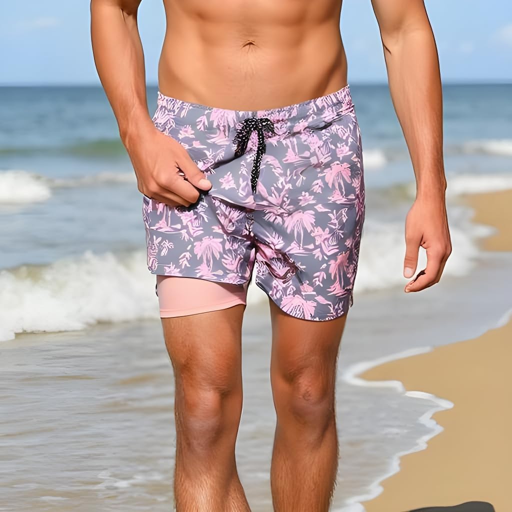 INGEAR Men's Athletic Stretch Workout Shorts Gym Quick Dry Running Trunks Boxer Lining