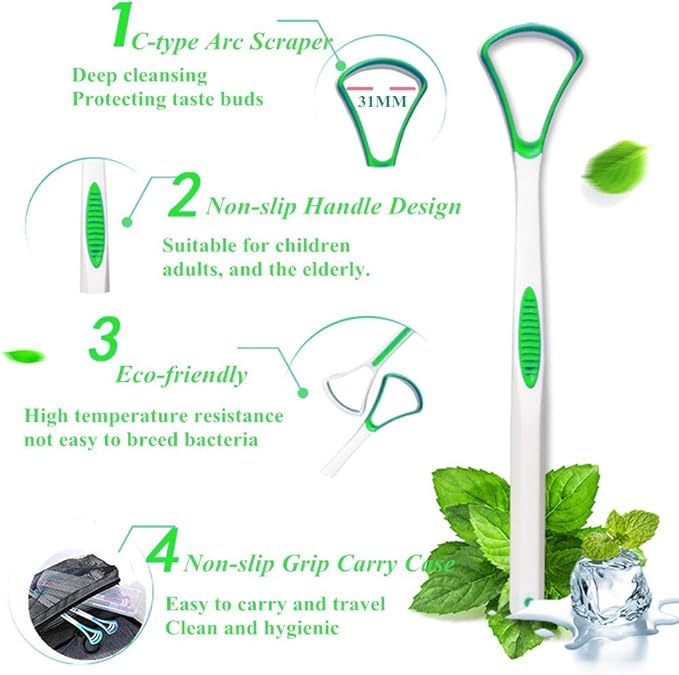 Tongue Scraper Cleaner 100% BPA Free Tongue Scrapers for Adults, Kids, Healthy Oral Care, Easy to Use, Help Fight Bad Breath