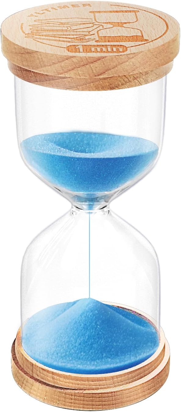 1 Minute Sand Timer, Wooden Sand Clock for Kids, Wood Hourglass, Small Sandglass 1 Min for Classroom,Game,Decorative,Toothbrush (Blue)