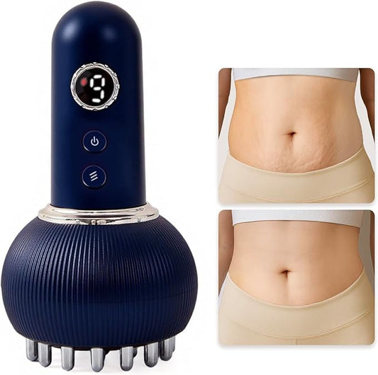 Lymphatic Drainage Massager & Anti Cellulite Massage Tool, Reduce Stretch Marks & Cellulite, for Legs, Arms & Belly, Body Sculpting Machine with Microcurrent, Light, Heat & Vibration,Blue