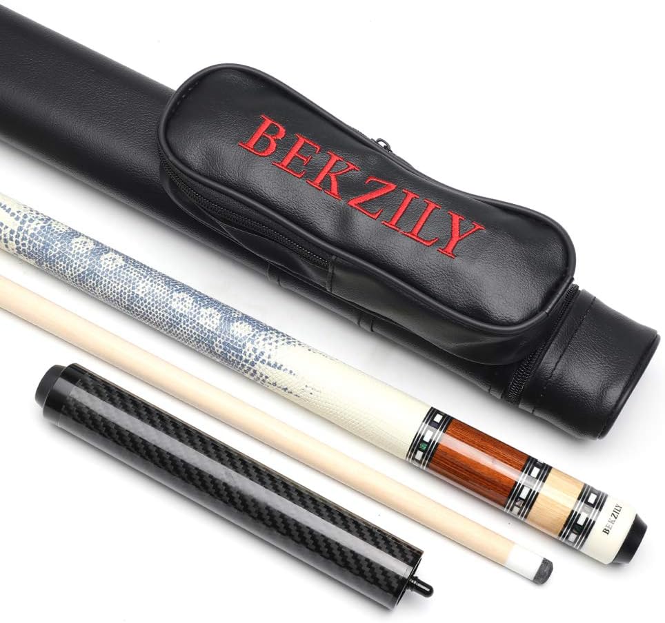 2-Piece Pool Cue Stick + Pool Cue Case with Carbon Extension