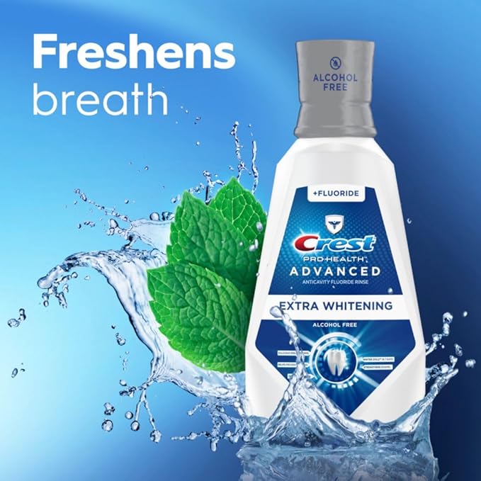 Crest Pro-Health Advanced Mouthwash, Alcohol Free, Extra Whitening, Energizing Mint Flavor, 2x946mL (32 fl oz)