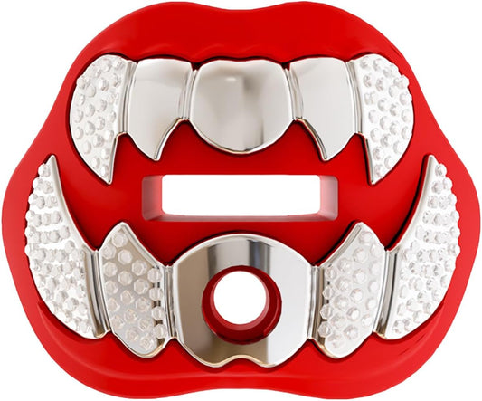 LeCool Football Mouth Guard with Connected Strap- 3D Beast Chrome Adult and Youth Mouth Guard-Mouth Piece for Sports for Maximum Air Flow and Teeth Protection