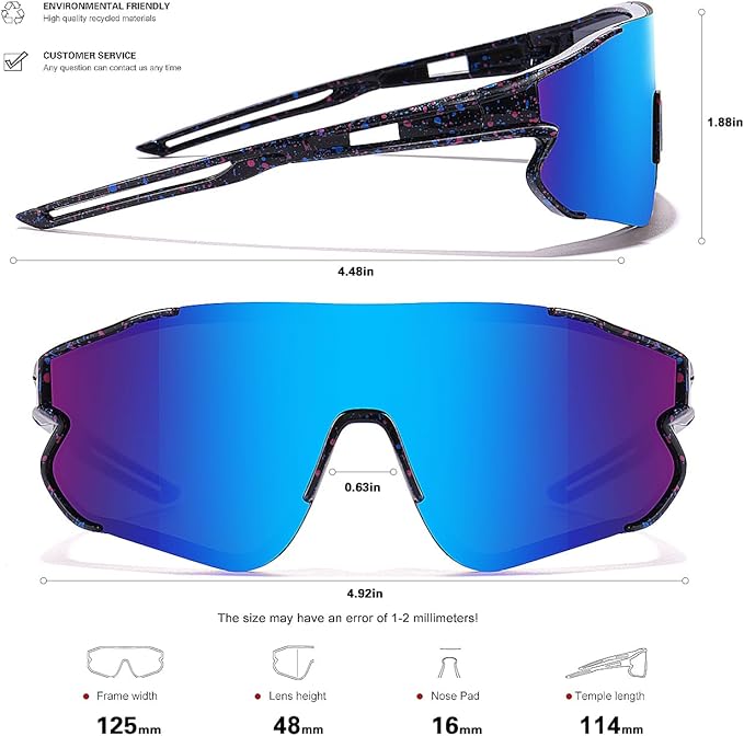 Kids Baseball Sunglasses for Boys Girls Youth Softball Cycling Sports Sunglasses UV400 Protection Age 5-12