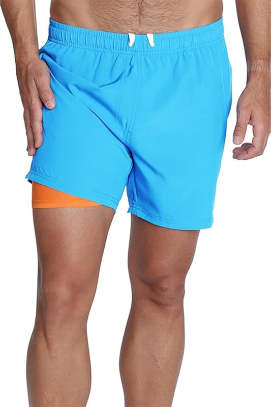 INGEAR Men's Athletic Stretch Workout Shorts Gym Quick Dry Running Trunks Boxer Lining