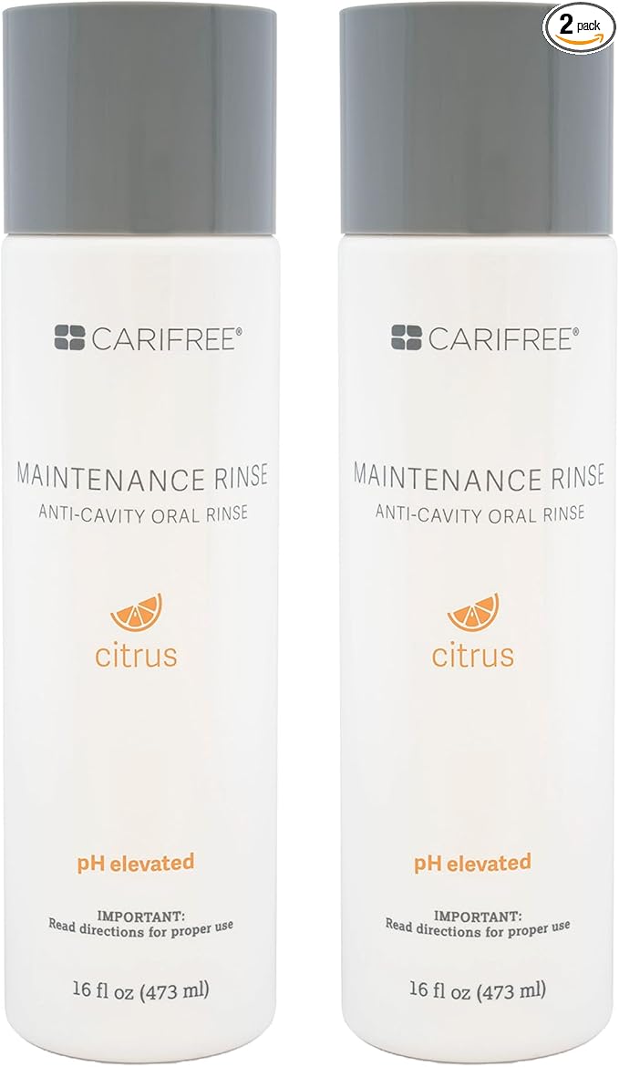 CariFree Maintenance Rinse, Citrus Flavored, Anti-Cavity Fluoride Mouthwash, Dentist Recommended, Prevents Oral Decay, Freshens Breath, Alcohol-Free, Neutralizes pH, 16 Fl Oz (Pack of 2)