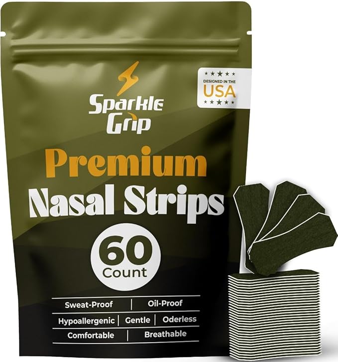 Nasal Strips for Snoring (60 Count) Nasal Strips for Sleeping - Nose Strips for Breathing | Athletic Nasal Strips | Wide Body | Oil & Sweat Proof Adhesive | Extra Strength| Size Fits All. USA Brand