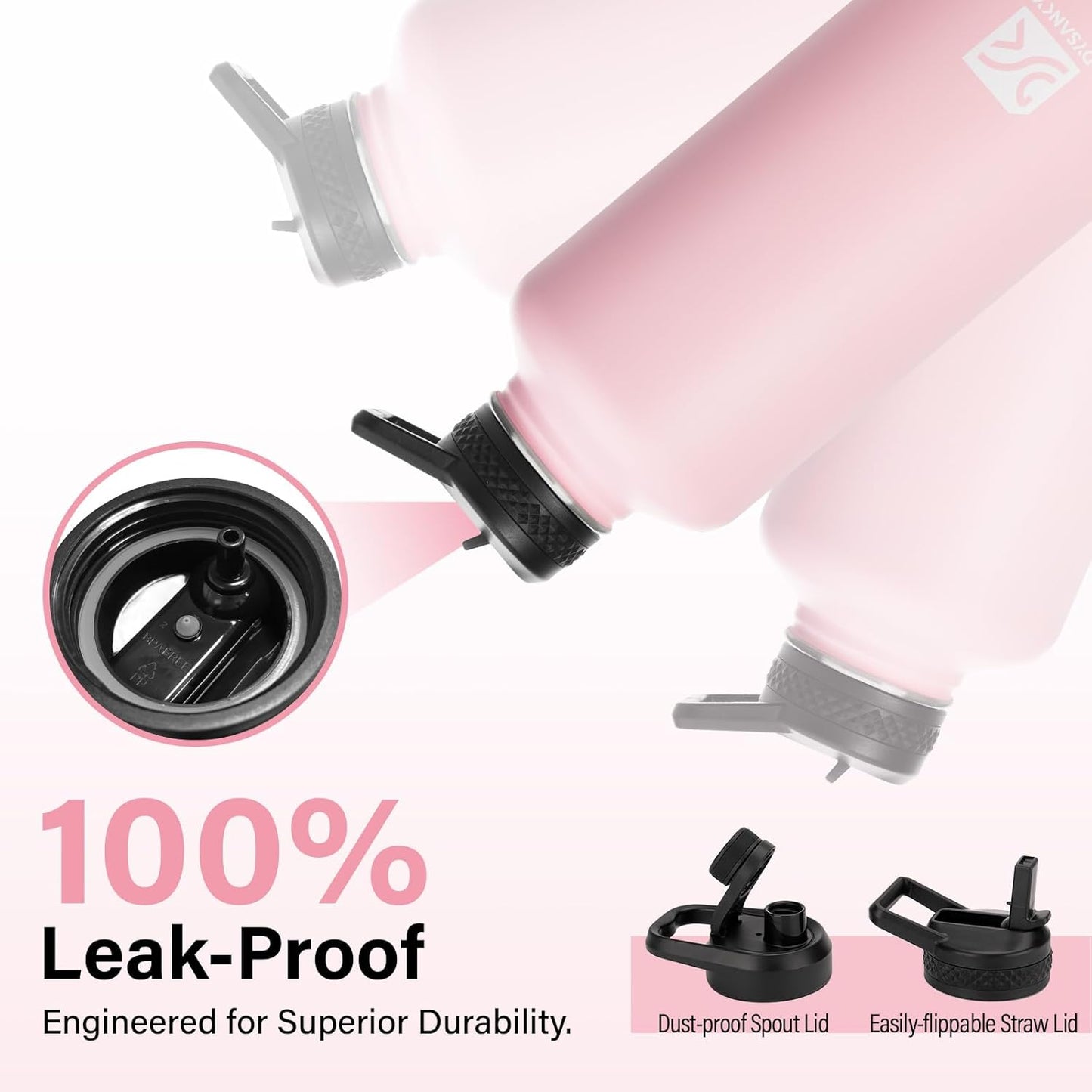 Insulated Water Bottle | Thickened Stainless Steel for Gym and Hiking with Straw, Carrier Bag, Handle Strap | BPA-Free 87 oz