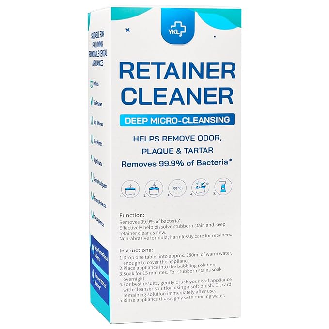 Retainer & Denture Cleaner KIt - Mouth Night Guard Whitening Case - 120 Cleanser Tablets, Guard Bath Cup