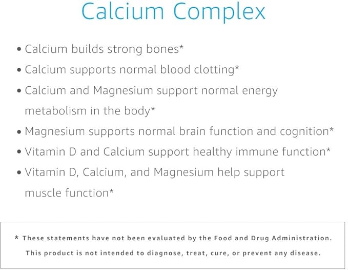 Amazon Elements Calcium Complex with Vitamin D, 250 mg Calcium (3 per Serving), Vegan, 195 Capsules (Packaging May Vary), Supports Strong Bones and Immune Health (Pack of 2)