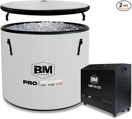 Inflatable Cold Plunge Tub with Chiller, 1 HP Water Chiller for Ice Bath Tub, Hot & Cold Mode Machine with Ozone, Smart WiFi, Dual Filters, Fast Cooling, 115 Gallon, 37.4" L x 37.4" W x 29.53" H